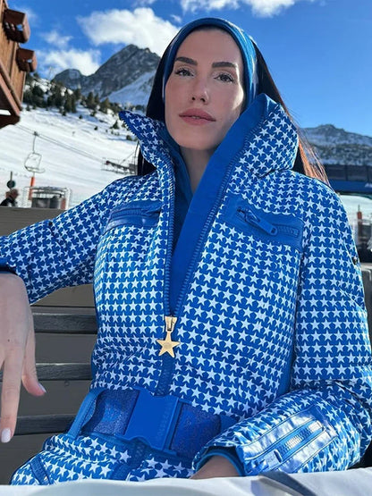 Thicken Print Cotton Jumpsuits Women High Neck Long Sleeves Zipper Belts Warm Ski Wears Female 2026 Winter New Chic Ski Jumpsuit