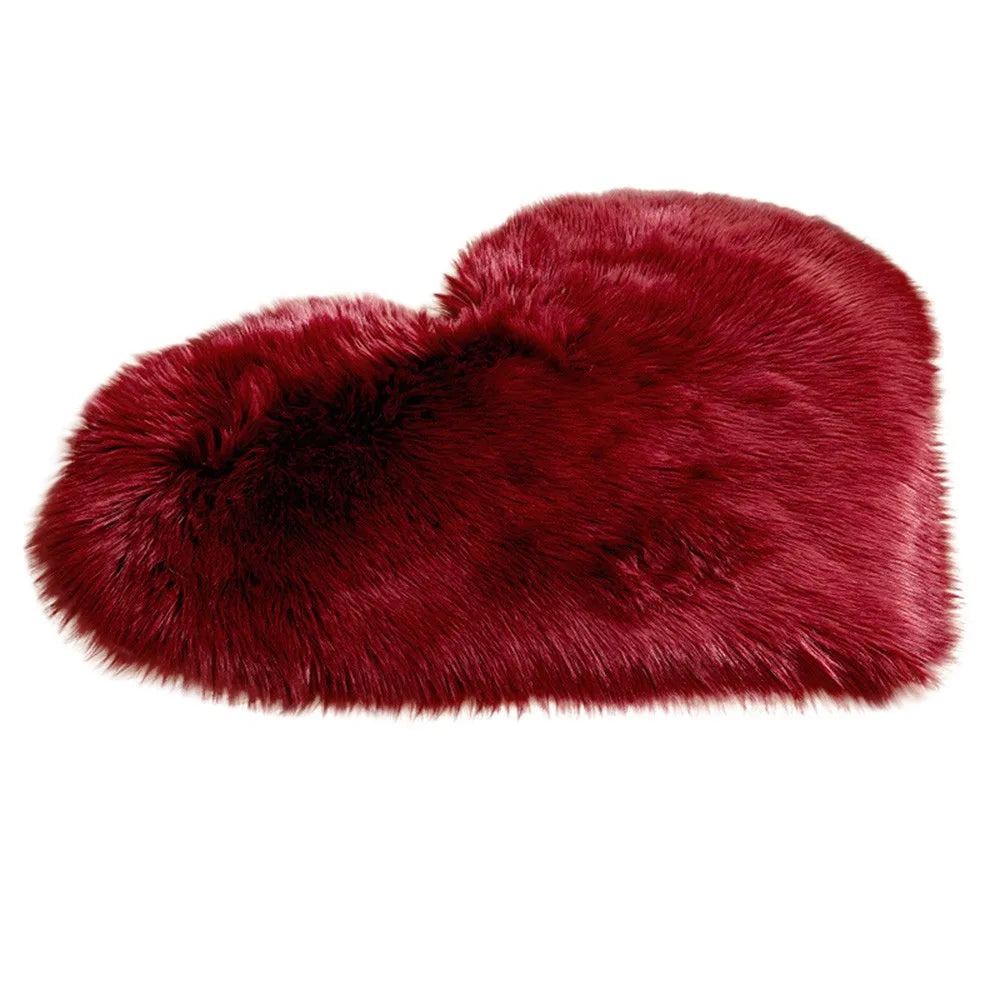Heart Shaped Faux Fur Rug Bedroom Fluffy Shaggy Area Rugs Sheepskin Fuzzy Rug Carpets Throw Shag Rug Sofa Decor Floor Mat Plush