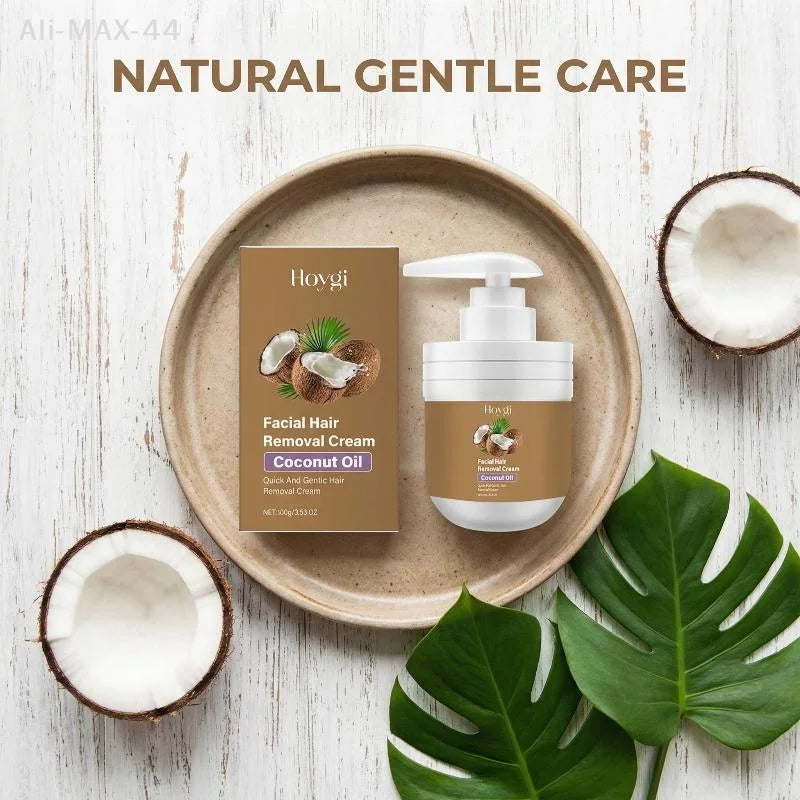 100g Coconuts Oil Facial Hair Removal Creams,Gentle Facial Depilatory Cream,Non-Irritating Depilatory Cream,For Underarms Legs