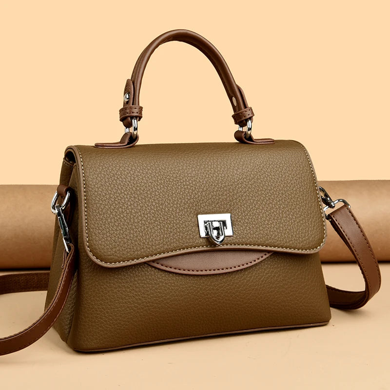 Luxury Large Capacity Multilayer Shoulder Messenger Bag High Quality Leather Handbag Women Designer Crossbody Sac Female Tote