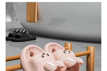Cute Cartoon Rabbit Indoor Bathroom Slippers For Men Women Summer House Shoes Soft EVA Leaking Style Lovers Home Shower Slides