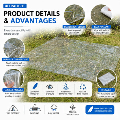 Four Season Ultralight Transparent Tent Groundsheet Waterproof Moisture Proof Camping Footprint Foldable Reusable Outdoor Tarp