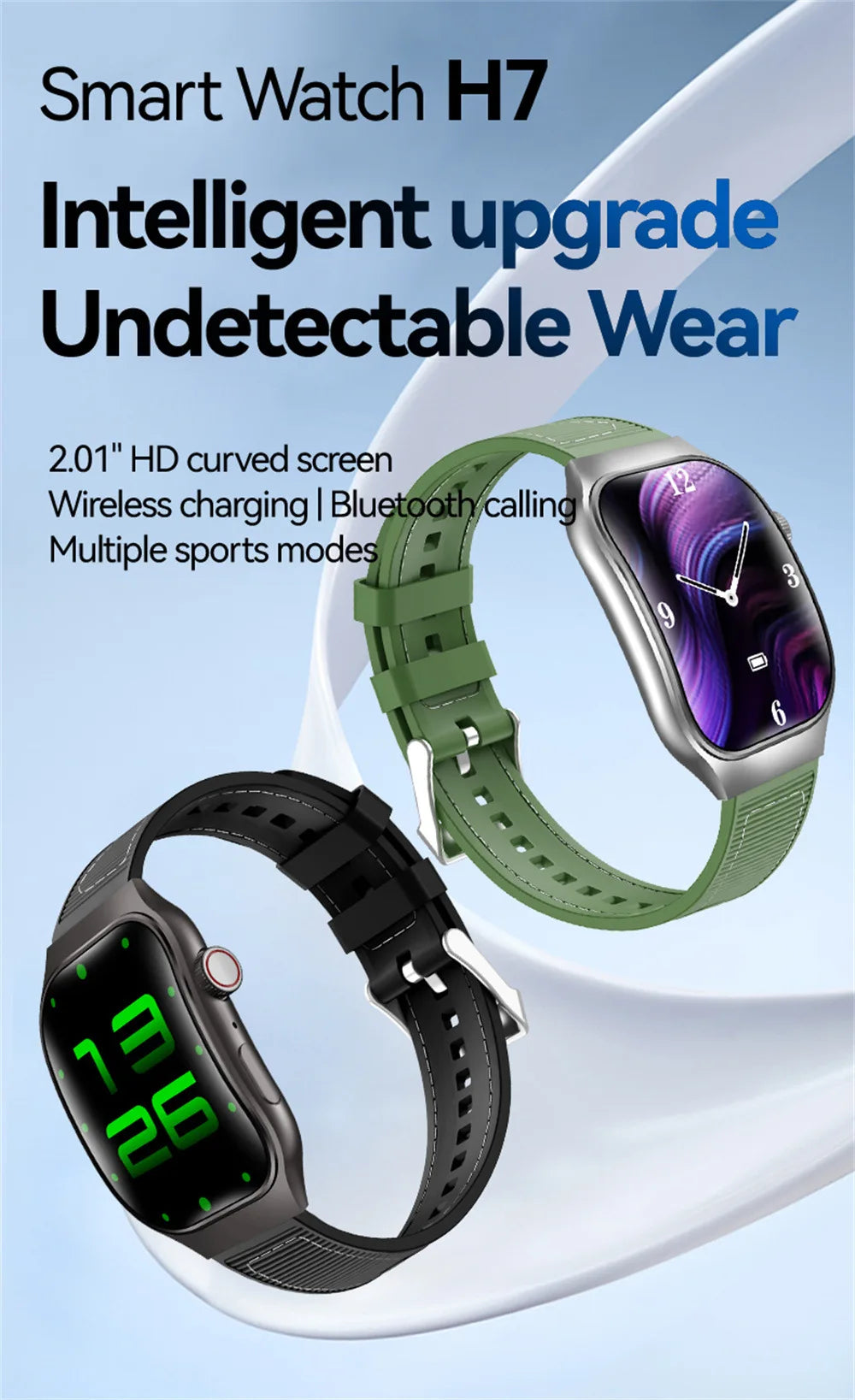 New Curved Screen Women's Smart Watch 2.01'' AMOLED HD Touch Screen Bluetooth 5.3 Voice Call Men's Fitness Smart Watch