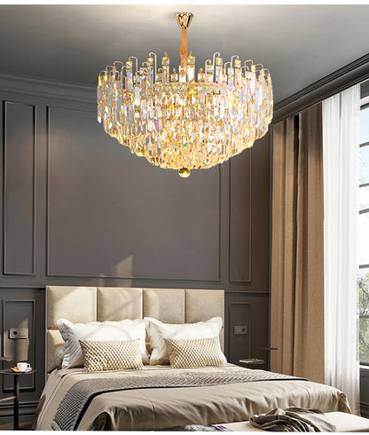 Modern Crystal Pendant Luxury Ceiling Chandelier LED Hanging Lamp for Living Dining Room Bedroom Home Decor Gold Luster Lighting