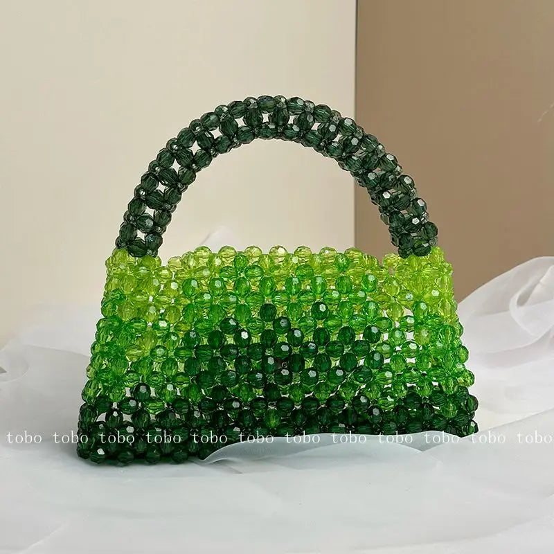 Gradient Blue Beaded Own Design Tote Bags for Women Customized Color Fashion Handbags for 2022 Chain Handle Clutch Evening Bag