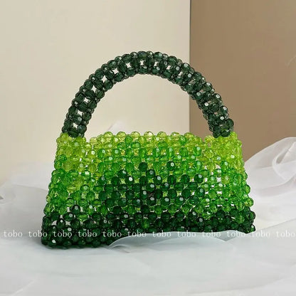 Gradient Blue Beaded Own Design Tote Bags for Women Customized Color Fashion Handbags for 2022 Chain Handle Clutch Evening Bag