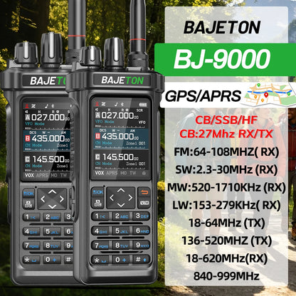 1/2PCS BAJETON BJ-9000 Walkie Talkie 10W GPS APRS CB/SSB/HF 27Mhz Bluetooth Programmable Long Rang For RT-950 PRO Ham Radio