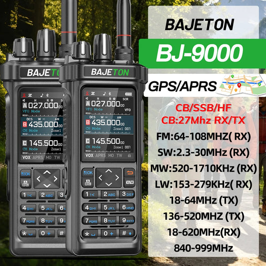 1/2PCS BAJETON BJ-9000 Walkie Talkie 10W GPS APRS CB/SSB/HF 27Mhz Bluetooth Programmable Long Rang For RT-950 PRO Ham Radio