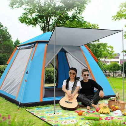 4-5 Person Waterproof Double Layer Camping Tent, Portable Family Dome Tent for Outdoor Hiking Backpacking Fishing Beach, 2 Mesh Windows with Mosquito Nets, Ventilated Rainfly Sun Shade, Easy Setup Freestanding Lightweight wit