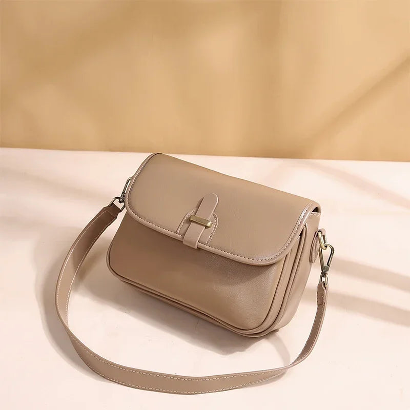 Female Cowhide Luxury Designer Handbags Women's Natural Cow Leather Shoulder Bag Ladies Fashion Small Square Crossbody Bags New