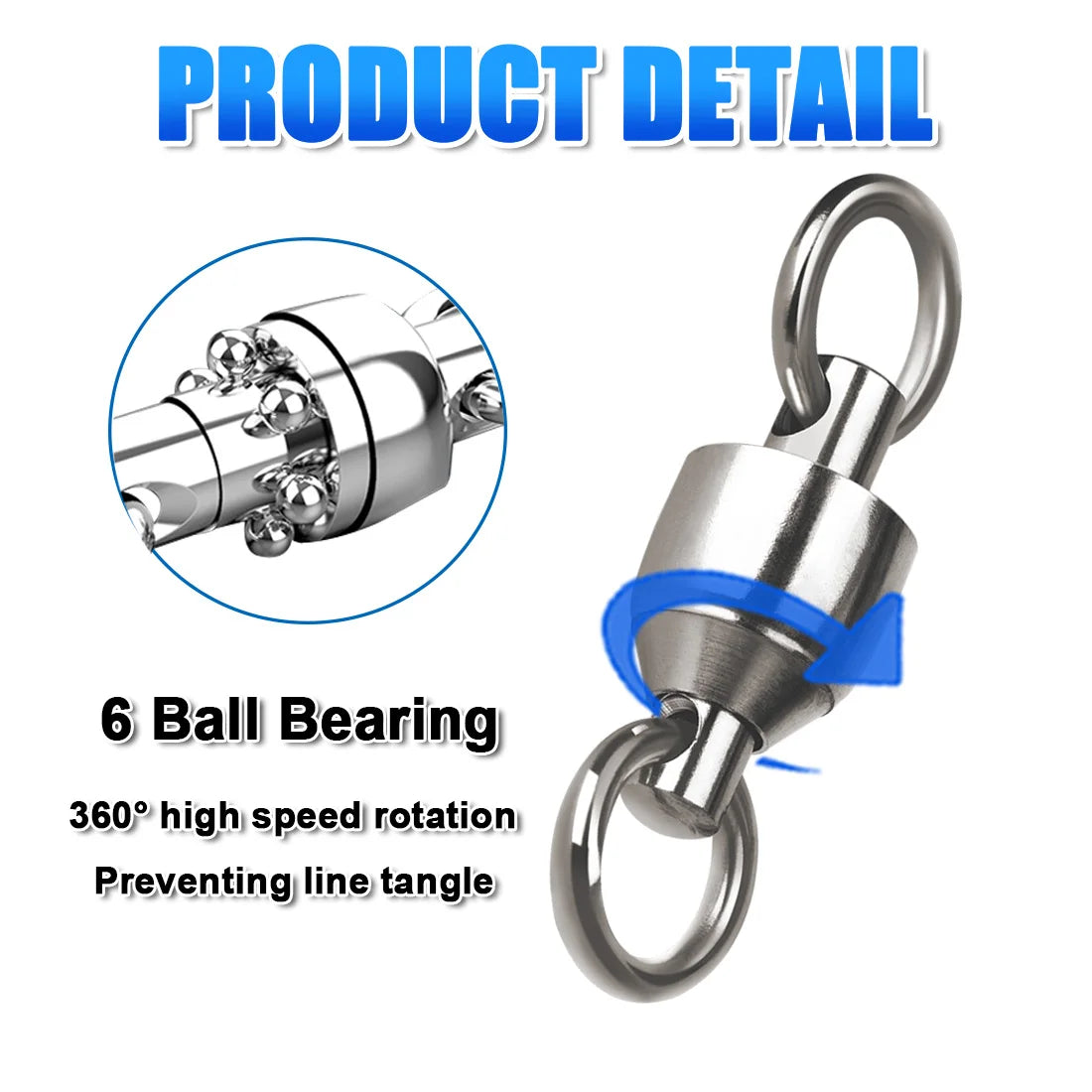 FishTrip Ball Bearing Swivels 10-100pcs Fishing Swivel Solid Welding Ring Stainless Steel Heavy Duty Saltwater Swivel Catfish