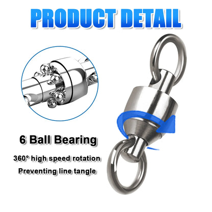 FishTrip Ball Bearing Swivels 10-100pcs Fishing Swivel Solid Welding Ring Stainless Steel Heavy Duty Saltwater Swivel Catfish