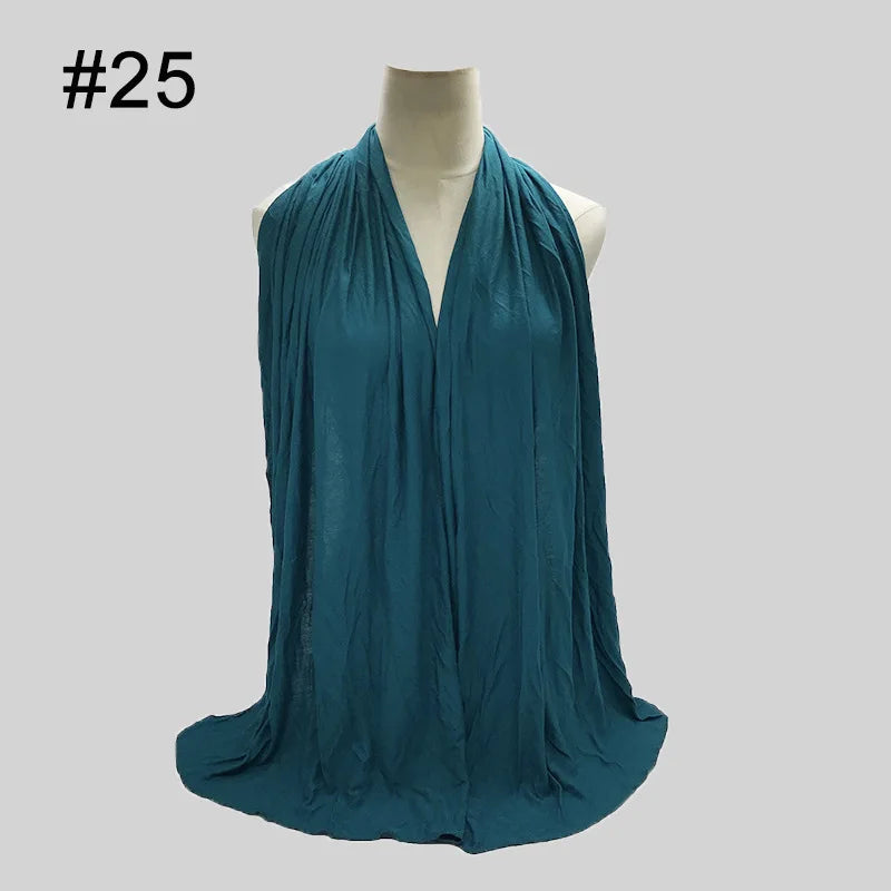 28Color Modal Cotton Jersey Hijab Scarf Ramadan Long Muslim Shawl Plain Solid Soft Turban Wraps For Women Headband
