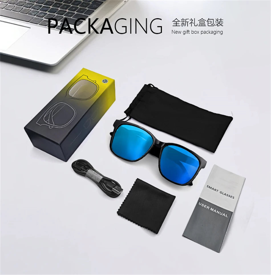 New Smart Glasses Intelligent Driving Navigation Wireless Music Play Outdoor Sunglasses Bluetooth Call Anti-blue Light Eyeglass