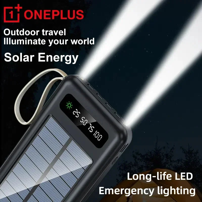VIVO 200000mAh Solar Power Bank Large Capacity Mobile Power Fast Charging Battery Dual USB 4 Cables For iPhone Samsung Huawei