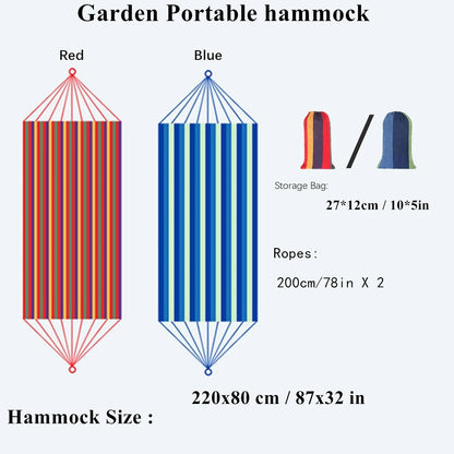 Outdoor Camping Canvas Hammock (220X80Cm / 87X32 in), Single-Person Outdoor Hammock with Two 2m Inch Long Straps and Storage Bag, Durable and Easy to Install, Can Support 300 Pounds, Portable Hammock, Ideal for Outdoor/Indoor