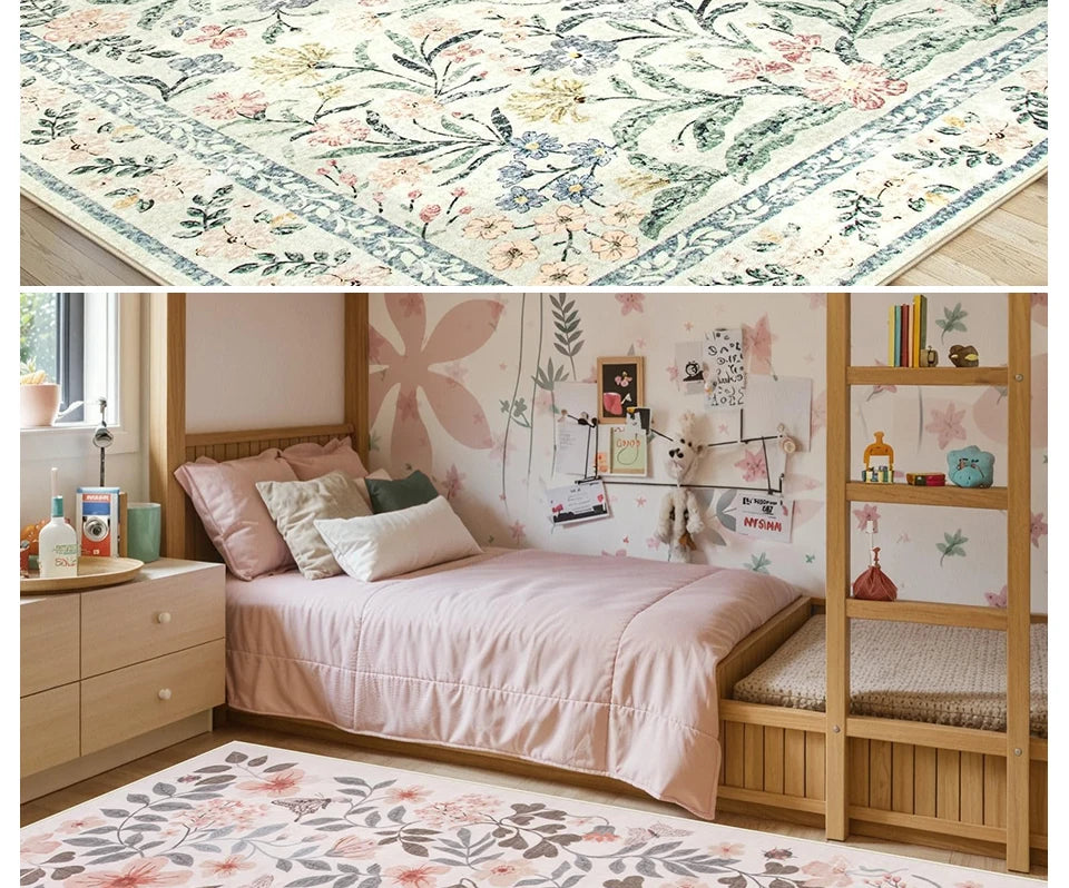 Vintage Floral BOHO Rugs Living Room Large Area Carpet Bedroom Floor Mats Foldable Machine Washable Rug Long Strip Runner Mat 러그