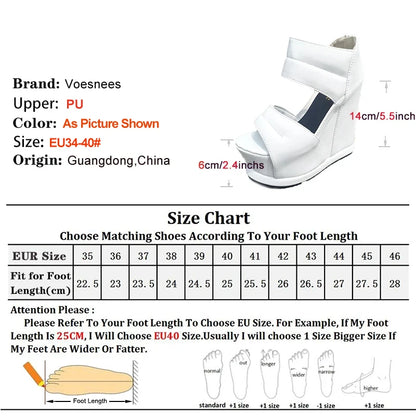 Women Thick Bottom High Heels White Platform Summer Roman Sandals 14CM Gladiator Non-Slip Wedge Shoes Model Sandalies Plus Size