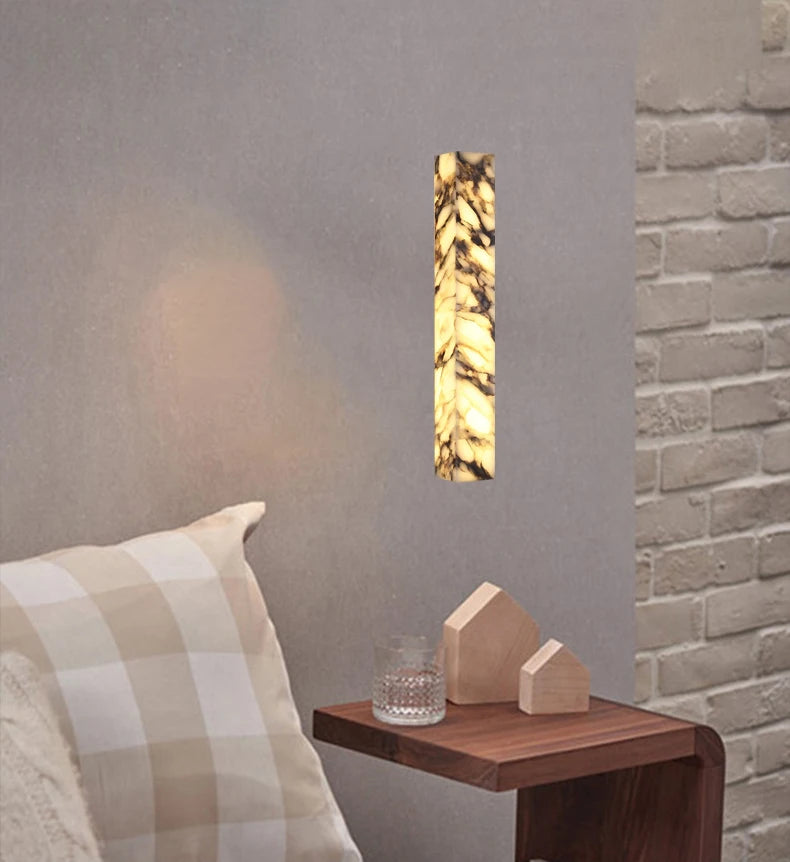 Cuboid Natural Marble Wall Lamp Art Design Dimmable Indoor Parlor Bedroom Stairs Bathroom Lighting