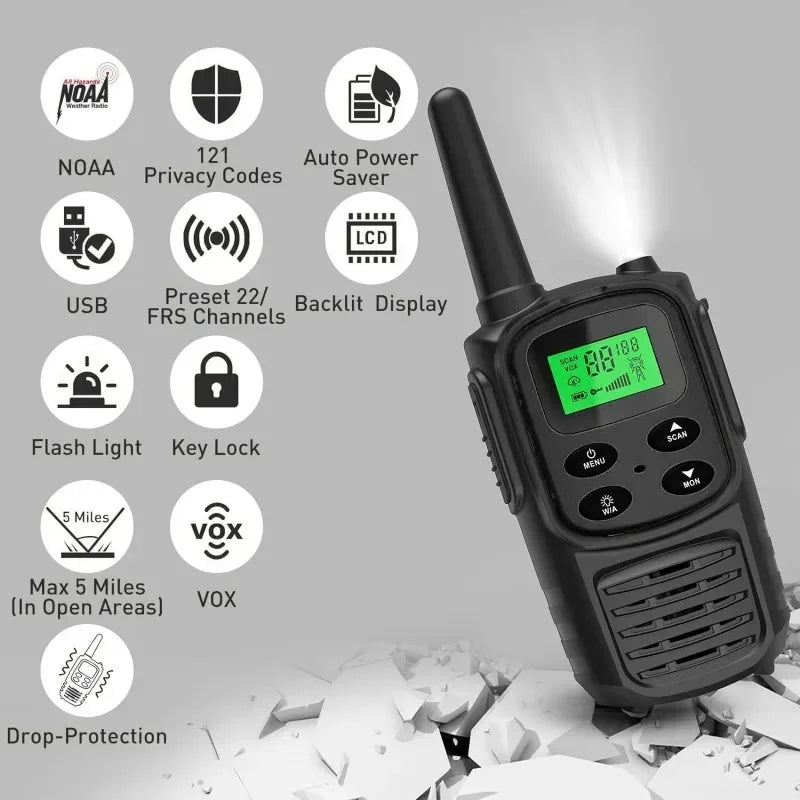 2PCS Kids Portable Outdoor Children Two Way Radio UHF Receiver Walkie-Talkie Radio Comunicador Mini Walkie Talkie For Boys Girls
