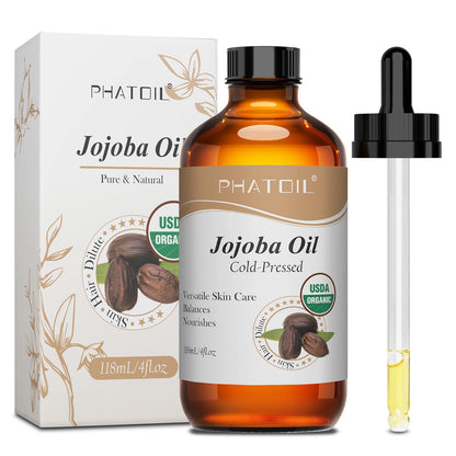 PHATOIL 118ml Moroccan Argan Oil Jojoba Oil For Skin & Hair Care Cold Pressed USDA 100% Pure Carrier Oils Body Massage Oils