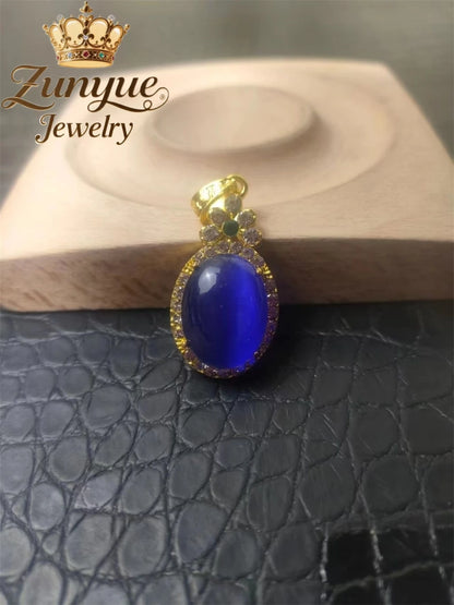 Natural Colorful Cat's Eye Stone Pendant Necklace Elegant Fashion Daily Wear Luxury Quality Fine Jewelry For Women Unisex Gift