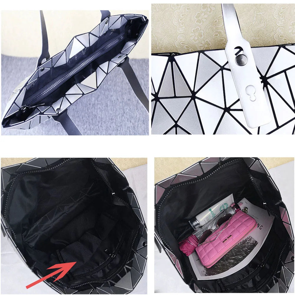 New Silver Handbags Bags For Women 2026 Summer Large Tote Bag Ladies Geometric Messenger Shoulder Bag Beach Luxury Designer
