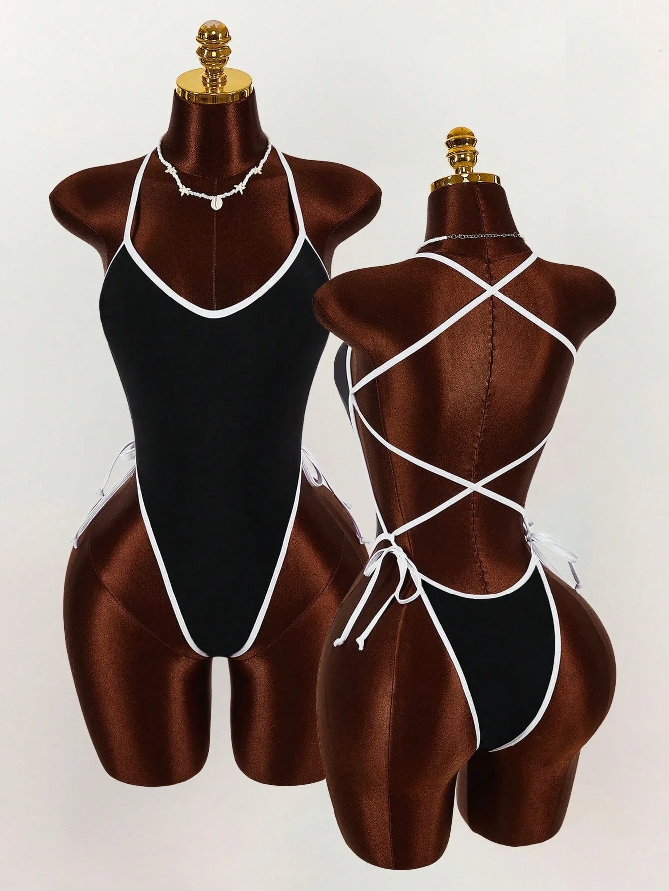 Sexy Black White Contrast Sleeveless Bodysuit Women For Summer Street Fashion And Party
