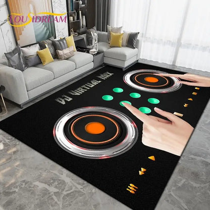 DJ Music Screen Area Rug, Creative Non-Slip Living Room Carpet, Modern Runner Floor Mat for Bedroom & Studio Decor, 1PC