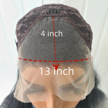 AIMEYA Long Straight Lace Wigs 13X4 Lace Frontal Free Part Synthetic Hair Wig with Special Hairline For Women Cosplay Black Wigs