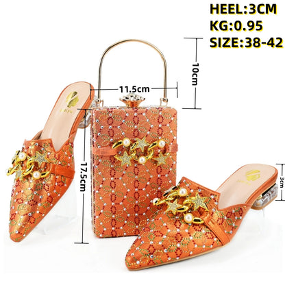 doershow African fashion Italian Shoes And Bag Sets For Evening Party With Stones blue Italian Handbags Match Bags! HAE1-3