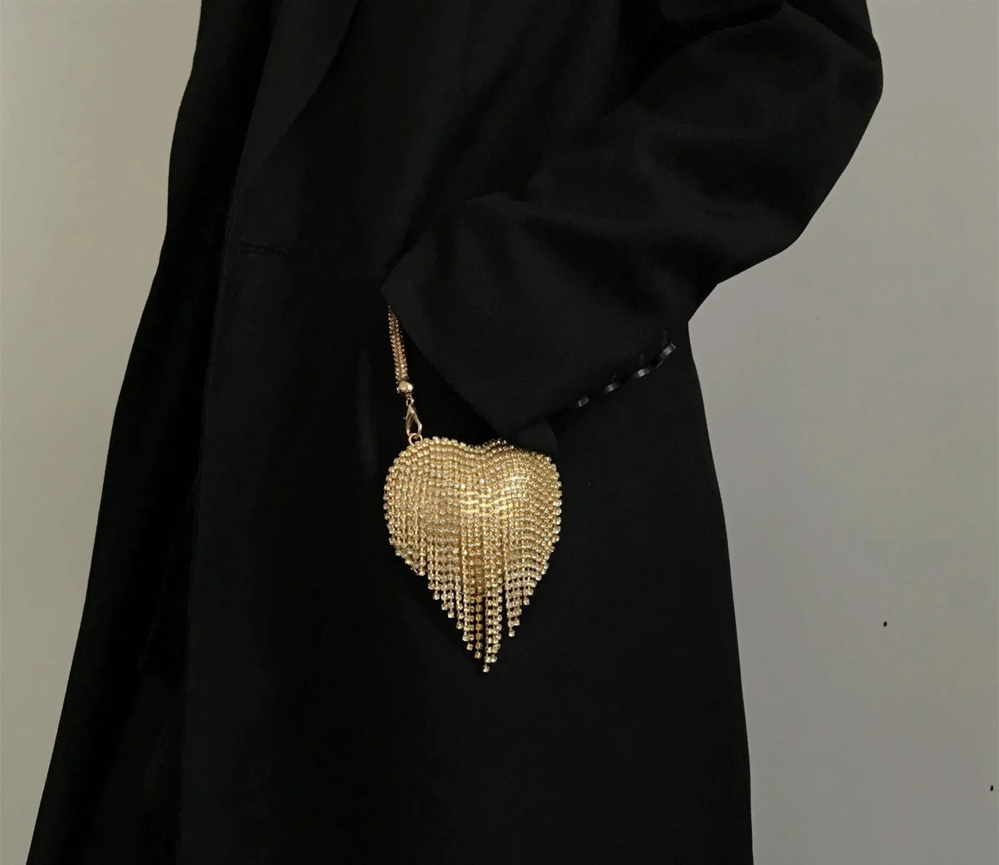 Luxury Small Bling Heart Shape Diamond Evening Clutch Rhinestones Purse Ladies Fashion Bag Designer for Women Chain Shoulder Bag