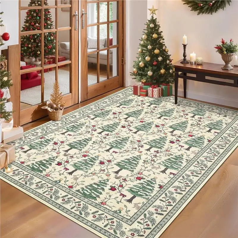 Christmas Day living room decoration red carpet large area rugs for bedroom Washable lounge floor mat Anti-slip bedside soft rug