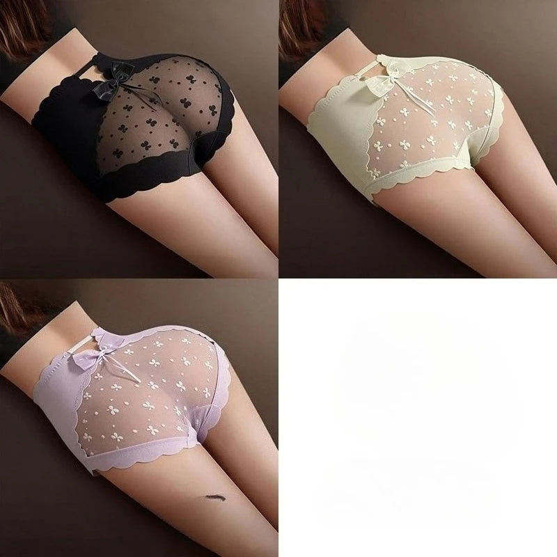 Sweet Bowknot Sexy Underwear Women Panties Hollow Out Ropa Interior Femenina Lingerie Women Clothes High Waist Abdomen Briefs