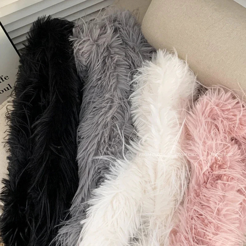 Winter Korean 200cm Long and Thick Scarf Fashionable Plush Long Strip Scarf Women's Imitation Mink Fur Y2K Girl Scarf for Warm
