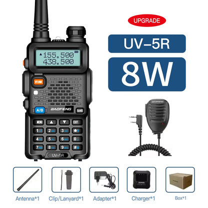 Baofeng UV5R 8W Tri-Power Walkie Talkie 5W High Power UHF VHF Dual Band Two-Way Radio Lange Afstand 128CH Handheld UV 5R CB Radi