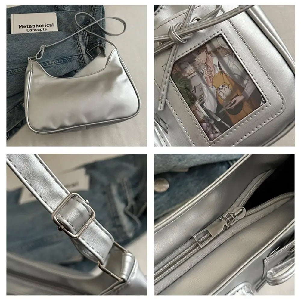 HOT Womens Transparent Ita Bags Girl Transparent Messenger Bag Women's Designer Handbags Ladys DIY Badge Tote Bag Lolita Handbag