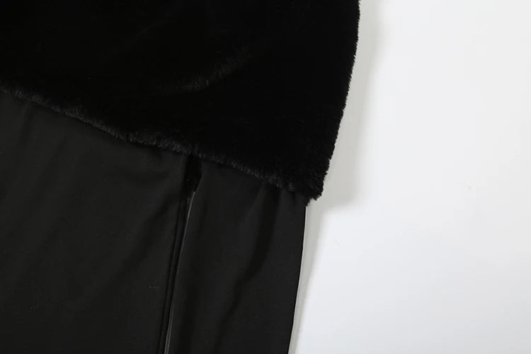 Nibber Winter Furry Patchwork Jumpsuits Women Slash Neck Full Sleeve Sexy Simple Stretch Skinny Street Hipster Club Overalls