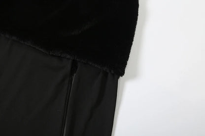 Nibber Winter Furry Patchwork Jumpsuits Women Slash Neck Full Sleeve Sexy Simple Stretch Skinny Street Hipster Club Overalls