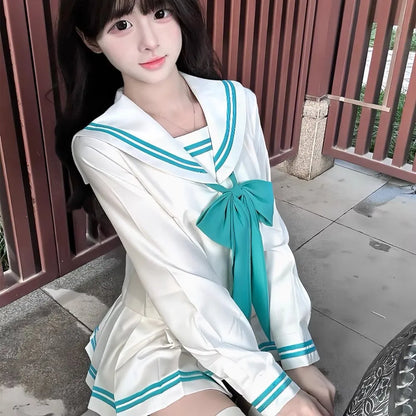 Student Clothes Sailor Outfit White Pink Japanese School Jk Uniform Sailor Fuku Korean Women's High School Girls Seifuku