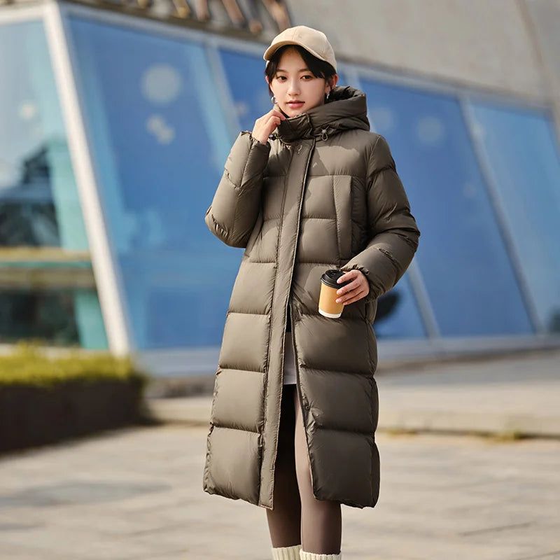 Semir Down Jacket Women Long Length Waterproof Coat 2026 Fashion Winter New Loose Hooded Coat Simple Down Jacket Woman
