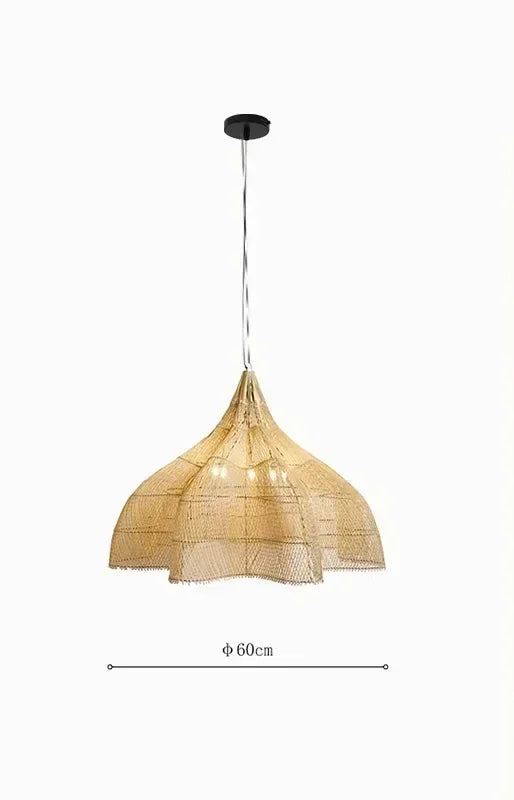 Japanese Style Wabi-sabi Retro Rattan Chandelier Creative Living Room Restaurant Box Pendants LIghts Hotel Living Room Lamps LED
