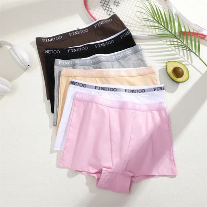 3Pcs Women's Cotton Boxers Panties Seamless Sports Underwear Female Solid Color Briefs Lingerie Intimate Underpant Finetoo S-XXL