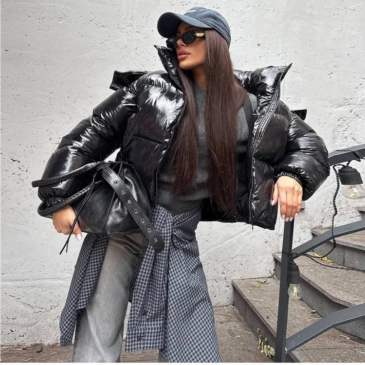 Detachable Sleeve Hooded Quilted Jackets 2026 Winter Ladies Solid 2-in-1 Zippers Waistcoat Cotton Coats Women's Warm Outwear