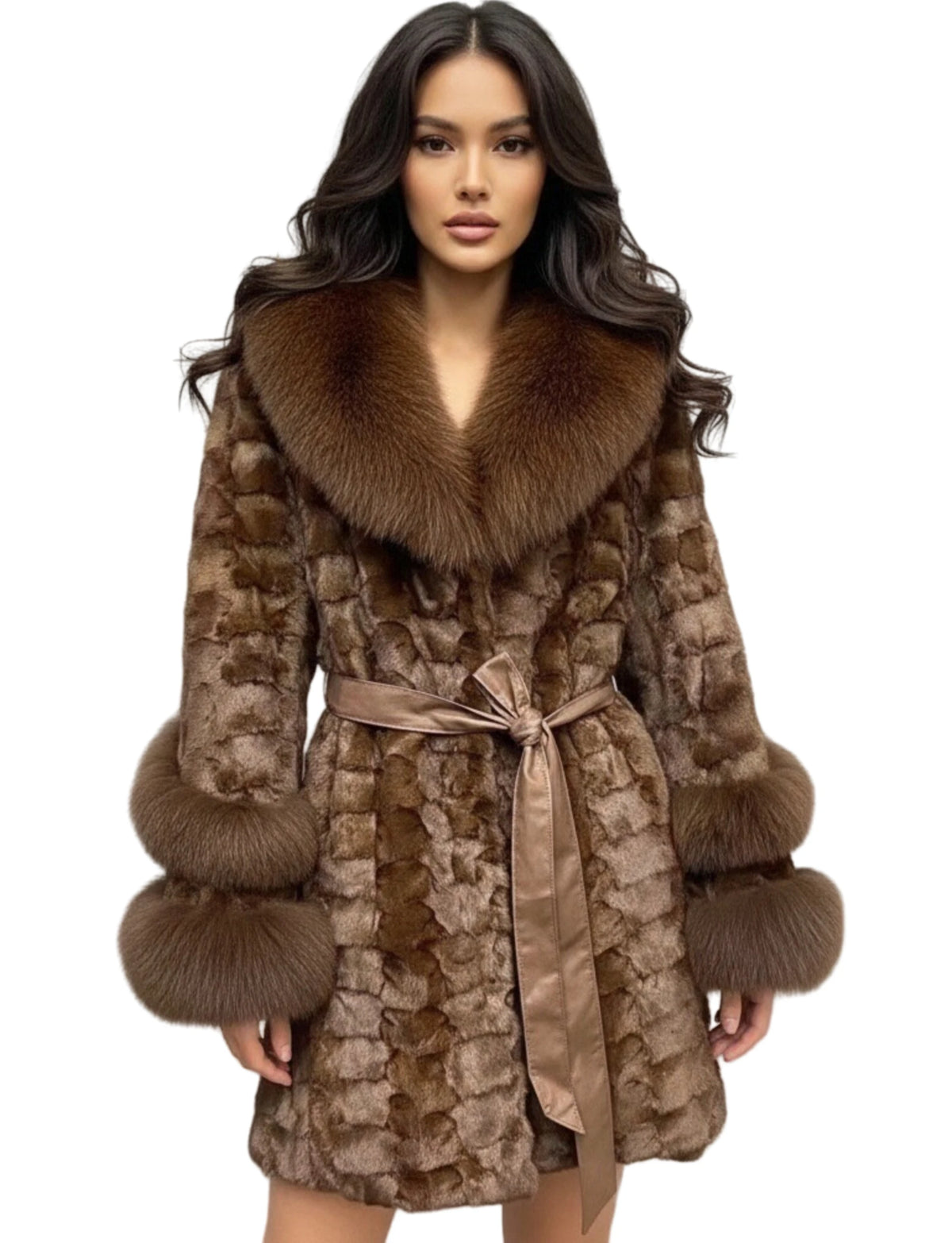 Winter Mink Fur Coat 2026 with Versatile Fox Fur Collar Light Luxury Slimming Fashionable Ladies' Style for Elegant Temperament