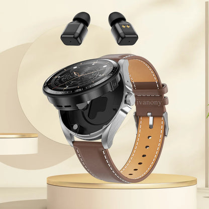 Smart Watch 2 in 1 with Headphones AI Voice Assistant Bluetooth Call Health Monitor DIY Wallpaper 1.46inch HD Screen Wristwatch