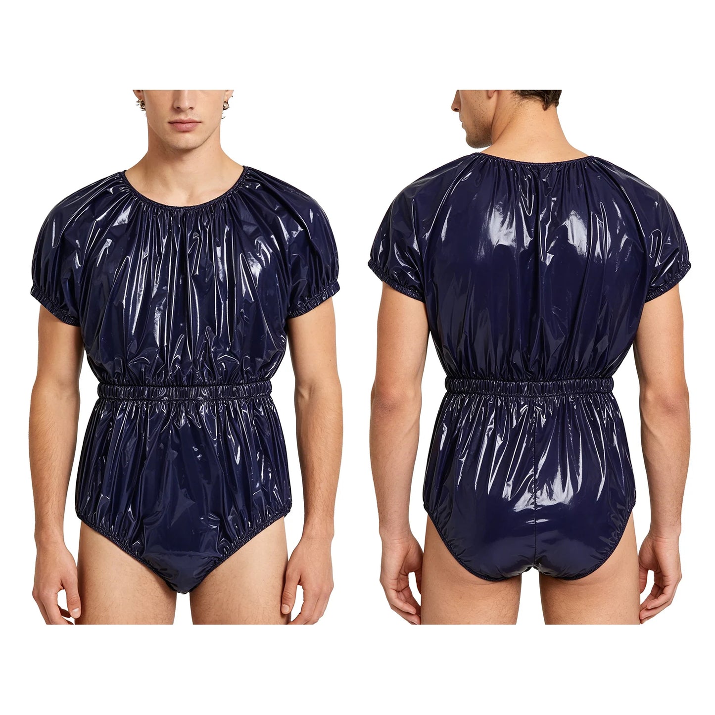 Men Women Waterproof Glossy Bodysuit Leak-proof Washable Diaper Cover Elderly Bedridden Special Needs Adaptive Jumpsuit Swimwear
