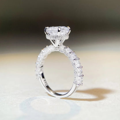 18K white gold and platinum PT950 moissanite diamond ring for women sterling silver 3 carat four-claw diamond ring for wedding