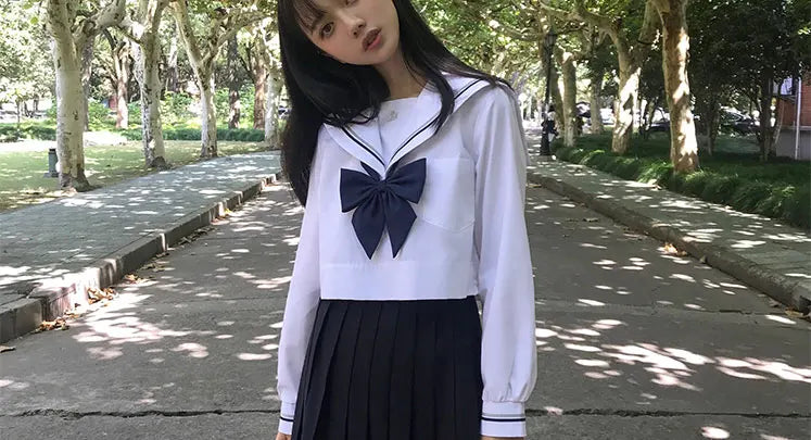 JK Uniform Full Set Basic Spring Shore Gold Two Long-sleeved Japanese Soft Girl Student College Style Sailor Suit