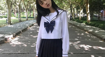 JK Uniform Full Set Basic Spring Shore Gold Two Long-sleeved Japanese Soft Girl Student College Style Sailor Suit